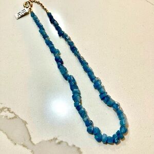 One of a kind Aquamarine nugget necklace 20” long.